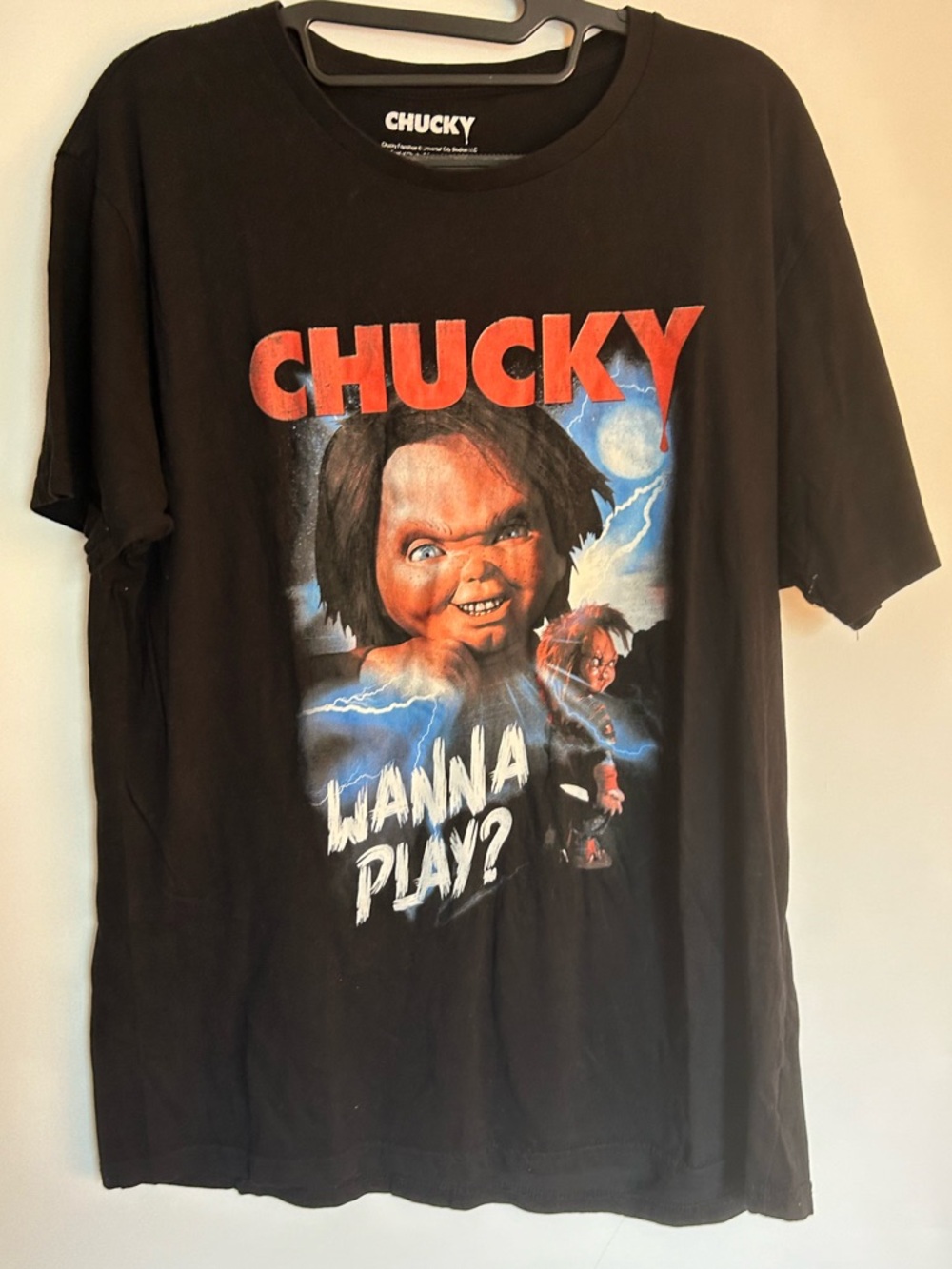 CHUCKY FOCUS FEATURES UNIVERSITY CITY STUDIOS BLACK GRAPHIC MENS T-SHIRT SIZE L